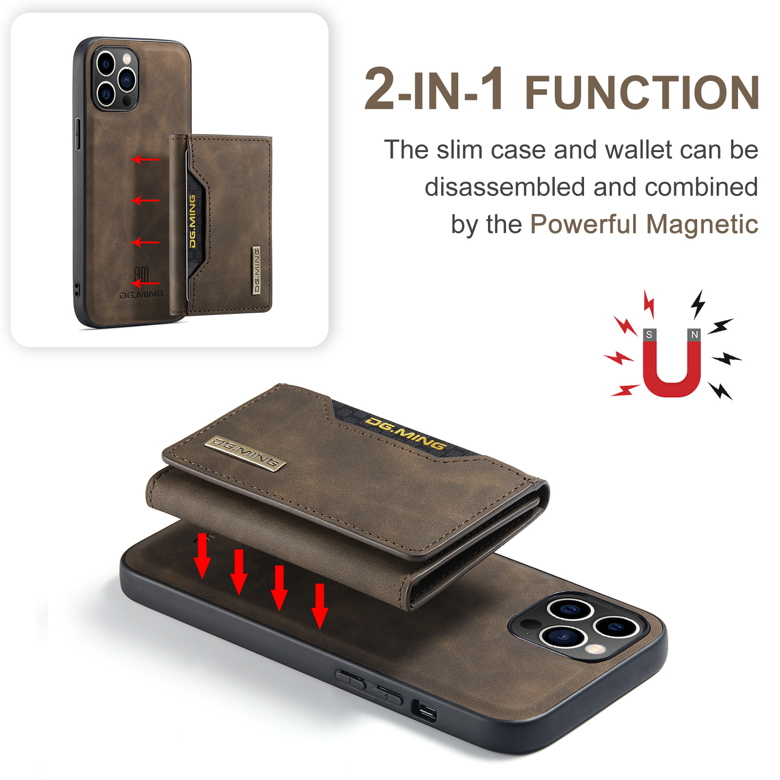 Applicable to iPhone14 Pro Max Split Card Case iP14 Plus Magnetic Card Case Protective Cover - Image 4