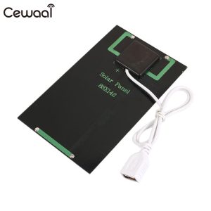 Cewaal USB Solar Panel 5W 5V Polysilicon USB Port Fast Charger Mobile Phone Portable Solar Generator