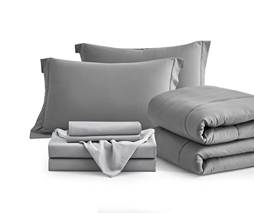 Maple&Stone Gray Comforter Sets for Queen Bed - Grey Bedding Sets Queen, Bed Set 7 Pieces with Sheet, All Season Grey Bed in a Bag 88x88 inches - Image 2