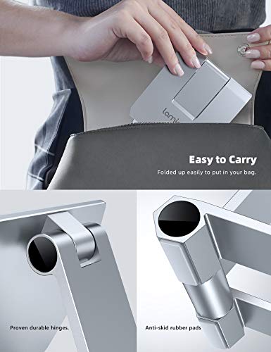 Lamicall Adjustable Cell Phone Stand Desk - Foldable Desktop Phone Holder, Cradle, Dock, Compatible with iPhone 14, Plus, Pro, Pro Max, 13 12 X XS,4-11'' Phones, Office Accessories, Smartphone Sliver - Image 3