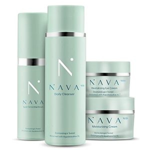 NAVA MD Clinical Skincare System | Cleanser, Serum, Moisturizer, Eye Cream | Developed By Doctors and Scientists | Promote Healthy, Youthful Skin | Contains Aquabeautine XL