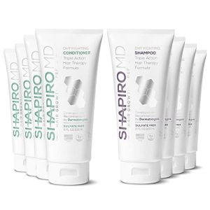 Hair Loss Shampoo and Conditioner | DHT Fighting Vegan Formula for Thinning Hair Developed by Dermatologists | Experience Healthier, Fuller & Thicker Looking Hair – Shapiro MD | 4-Month Supply