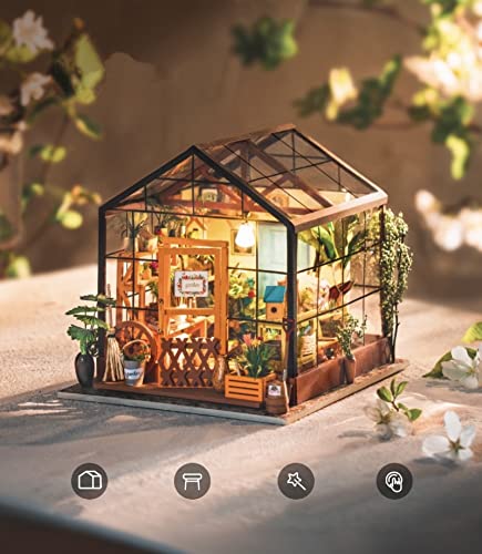 Rolife DIY Miniatures Dollhouse Kit, Miniature Greenhouse DIY Craft Kits for Adult to Build Tiny House Model, Halloween/Christmas Decorations Gifts for Family and Friends (Cathy's Greenhouse) - Image 7