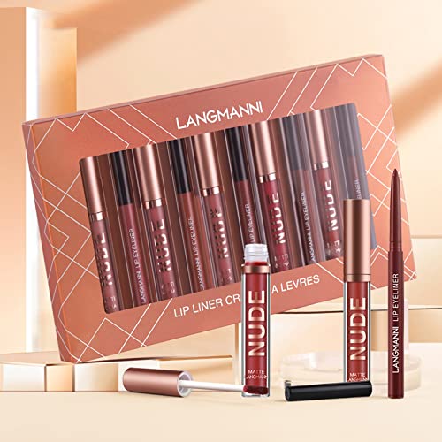 LANGMANNI 6 Matte Lipstick with 6 Lipliners Durable Lip Gloss Long-Lasting Non-Stick Cup Not Fade Waterproof High Pigmented Velvet Lipgloss Kit Beauty Cosmetics Makeup Gift for Girls(12PCS) - Image 6
