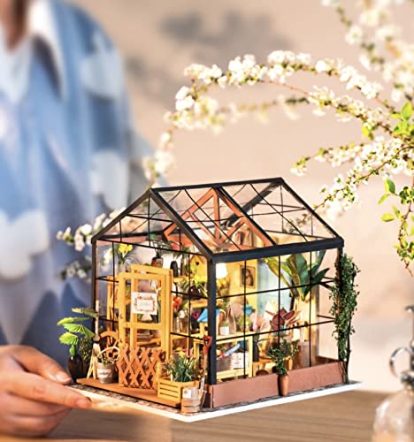 Rolife DIY Miniatures Dollhouse Kit, Miniature Greenhouse DIY Craft Kits for Adult to Build Tiny House Model, Halloween/Christmas Decorations Gifts for Family and Friends (Cathy's Greenhouse) - Image 9
