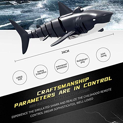 2.4G Remote Control Shark Toy 1:18 Scale High Simulation Shark Shark for Swimming Pool Bathroom Great Gift RC Boat Toys for 6+ Year Old Boys and Girls (with 2 Batteries) - Image 3