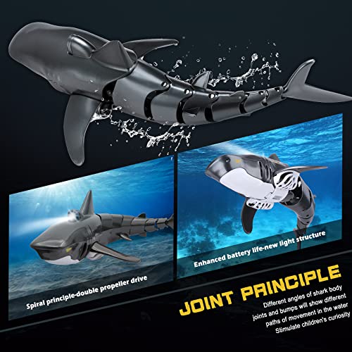 2.4G Remote Control Shark Toy 1:18 Scale High Simulation Shark Shark for Swimming Pool Bathroom Great Gift RC Boat Toys for 6+ Year Old Boys and Girls (with 2 Batteries) - Image 4