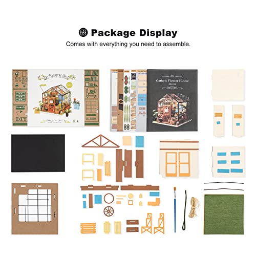 Rolife DIY Miniatures Dollhouse Kit, Miniature Greenhouse DIY Craft Kits for Adult to Build Tiny House Model, Halloween/Christmas Decorations Gifts for Family and Friends (Cathy's Greenhouse) - Image 2