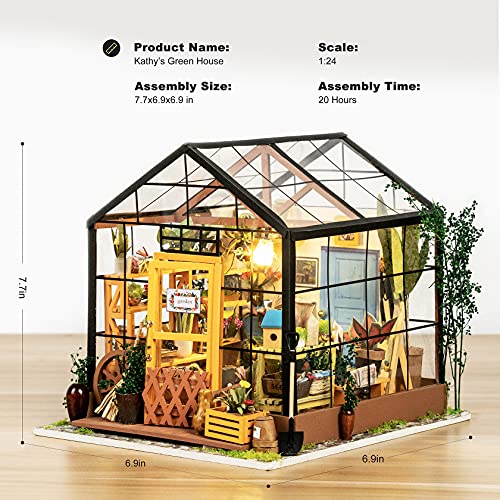 Rolife DIY Miniatures Dollhouse Kit, Miniature Greenhouse DIY Craft Kits for Adult to Build Tiny House Model, Halloween/Christmas Decorations Gifts for Family and Friends (Cathy's Greenhouse) - Image 4