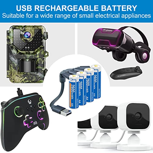 HENREEPOW 1.5V AA Lithium Rechargeable Batteries, High Capacity 2600mWh(1700mAh) Double A Lithium ion Rechargeable Battery, 1200 Cycles with 4 in 1 USB Charging Cable (4 Pack with Storage Box) - Image 6