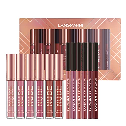 LANGMANNI 6 Matte Lipstick with 6 Lipliners Durable Lip Gloss Long-Lasting Non-Stick Cup Not Fade Waterproof High Pigmented Velvet Lipgloss Kit Beauty Cosmetics Makeup Gift for Girls(12PCS) - Image 8