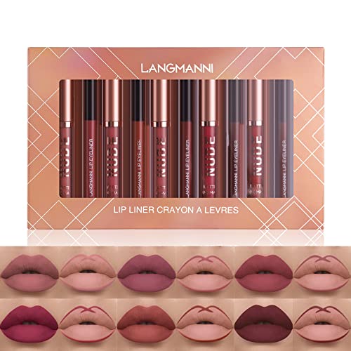 LANGMANNI 6 Matte Lipstick with 6 Lipliners Durable Lip Gloss Long-Lasting Non-Stick Cup Not Fade Waterproof High Pigmented Velvet Lipgloss Kit Beauty Cosmetics Makeup Gift for Girls(12PCS) - Image 5