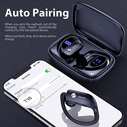 bmanl Wireless Earbuds Bluetooth Headphones 48hrs Play Back Sport Earphones with LED Display Over-Ear Buds with Earhooks Built-in Mic Headset for Workout Black BMANI-VEAT00L - Image 3