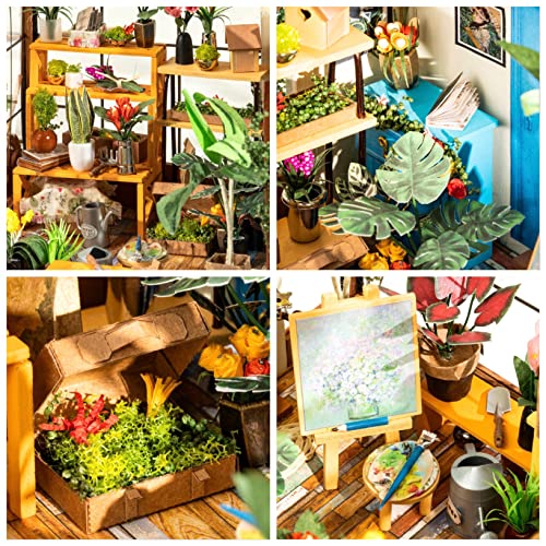 Rolife DIY Miniatures Dollhouse Kit, Miniature Greenhouse DIY Craft Kits for Adult to Build Tiny House Model, Halloween/Christmas Decorations Gifts for Family and Friends (Cathy's Greenhouse) - Image 5